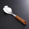 Utensilios de cocina de acero inoxidable con mango de veta de madera, pala para saltear, espátula, colador, juego de utensilios de cocina, directo de fábrica