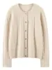 Nuevo Estilo Otoño e Invierno Cardigan de Cachemira con Botones de Corazón y Cuello Redondo para Mujer, Suéter Tejido, Abrigo Cálido de Manga Larga, Suéter de Cachemira