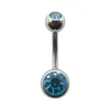 Anillo Umbilical Doble Diamante de Acero Inoxidable Meier con Hebilla de Ombligo de Diamante Joyería de Perforación Corporal Transfronteriza con Clavo de Ombligo de Diamante