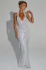 Vestido de tiras sin mangas con escote en V profundo para mujer, Verano 2026, Vestido ajustado con espalda descubierta y lentejuelas, Vestido estilo vacacional