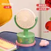 Iluminação LED Gradiente, Ventilador de Mesa com Ângulo Ajustável, Vento Forte de Três Velocidades, Ventilador Pequeno Recarregável por USB para Mesas de Escritório e Dormitórios