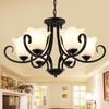 Lámpara de araña de hierro estilo country americano para sala de estar, lámpara de comedor vintage, lámpara LED para dormitorio, lámpara de techo moderna y sencilla