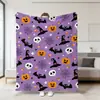 2026 Amazon Nueva Manta de Halloween Estampado de Fantasma Calabaza Calavera Manta de Felpa Manta de Siesta Cubierta de Sofá Manta