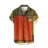 Camisa Masculina de Verão Nova com Manga Curta, Europeia e Americana, com Estampa 3D, Casual, Não Amassa, Respirável, Camisa com Gola de Lapela