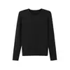 Mezcla de lana de lujo ligero, capa base simple y versátil para el trabajo, top liso de color sólido casual para usar en capas o solo