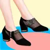 Novos sapatos de malha com salto grosso para mulheres, sandálias respiráveis, sandálias plus size 35-414243 jardas