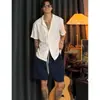 Camisa com Gola Cubana Vazada Estilo Old Money para Homens e Mulheres, Nova Camiseta de Manga Curta de Alto Padrão para o Verão, Cor Sólida, Caimento Solto, Mangas Três Quartos