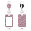 Portatarjetas de plástico con estampado floral, portatarjeta de identificación para credencial de trabajo con cordón y hebilla retráctil, protector para credencial de empleado y tarjeta de autobús