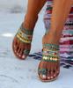 Estación Independiente Wish Sandalias de Playa de Cobre de Talla Grande 43 para Mujer Estilo Étnico de Verano Mocasines sin Cordones Pantuflas Coloridas