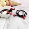 Coreia do Sul novos acessórios de cabelo para cabeça gravata elástico de cabelo faixa de cabelo com diamante pequenas cerejas vermelhas contas capa de couro loja de 2 reais