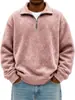 Sudadera de punto con media cremallera de color liso desgastada para hombre, estilo europeo y americano, nueva para Otoño e Invierno 2025, casual, holgada, con solapa