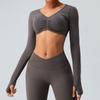 Ropa de Yoga Ajustada de Manga Larga de Primavera Transfronteriza para Mujer Camiseta Deportiva para Correr Ropa de Fitness tipo Piel Top de Yoga