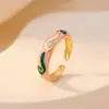 Anéis Estilo Europeu e Americano Retro Transfronteiriço Anéis de Gotejamento de Óleo de Girassol Luxo Leve Design de Nicho Anéis Coloridos Venda Direta da Fábrica