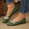 Nuevos Zapatos de Abuela Elegantes de Estilo Francés con Punta Fina, Boca Baja, Cadena de Pedrería, Modelos de Primavera y Otoño, Planos para Commuter de Socialité para Mujer