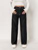 Jeans de Amazon Transfronterizos Parcheados Pierna Ancha Costura Expuesta Europea y Americana Tendencia Múltiples Bolsillos Jeans para Mujer Ropa de Trabajo Popular 025