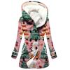 Abrigo trench de mujer nuevo de 2023 de venta caliente transfronteriza invierno engrosado estilo europeo y americano patrón navideño abrigo con capucha lote