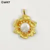 Wt-P2049 Nuevos Pendientes Colgantes de Latón Incrustados con Piedras Preciosas y Perlas de Agua Dulce Collares Accesorios para Joyería DIY