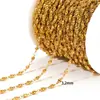 Cadena de Bolitas Cadena Cruzada Aplanada de Rombos Cadena de Acero Inoxidable Chapada en Oro de 18K Cadena para Collar de Moda DIY Accesorios por Lote