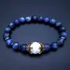 Pulsera Popular Transfronteriza Temu Xiyin Tk Corona Piedra de Ojo de Tigre Piedra Volcánica Lapislázuli Piedra Biliar Negra Piedra Imperial Pulsera Ahora