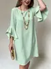 Sitios Independientes de Amazon Europeos y Americanos: Nuevo Vestido de Verano Estilo Elegante con Volantes y Mangas de Campana Ajustado, Elegante y Cómodo