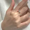 Anillo de Plata con Estrella de Cuatro Puntas Estilo Coreano para Mujer, Estilo Ins, Dulce, Moderno, Versátil, Apilable, Anillo Abierto Ajustable