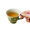 Caneca de Café Branca com Flores de Cerejeira Pintadas à Mão com Laranjas Verdes e Pinheiros, Exquisita Xícara de Chá Cerâmica Doméstica, Conjunto de Chá Kung Fu