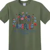 Camiseta Patriótica Floral Americana 2026 Dia da Independência 250 Anos de Liberdade, Camiseta Patriótica de Flores Silvestres 1776-2026, 4 de Julho