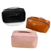 Nova Bolsa de Maquiagem de Grande Capacidade, Bolsa Portátil de Couro PU de Alta Qualidade em Formato de Almofada para Armazenamento de Artigos de Higiene Pessoal em Viagem