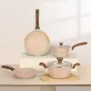 Juego de Ollas de Aluminio Hilado Sartén para el Hogar Wok Cocina de Inducción Estufa de Gas Sartén Universal Fabricante Venta al por Mayor