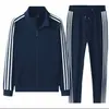 Popular Transfronterizo Talla Europea Talla Grande Ropa Deportiva Traje Sudadera de Tres Rayas para Hombre Pantalones de Chándal Ropa de Trabajo Conjunto de Dos Piezas Venta al por Mayor de Fábrica