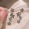 Flash Diamond Flower brincos agulha de prata elegante Super Fairy brincos Mori borla nicho brincos feminino Prata