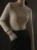 Camiseta Base de Cachemir de Cuello Alto Medio Estilo Commuter JpBasic de Hengjia para Mujer Invierno Acetato Lyocell Top Interior