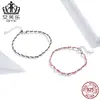 Ef El simple moda negro rojo cuerda tejida personalidad joyería joyería plata de ley s925 bola pequeña pulsera