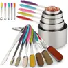 Juego de 17 Piezas de Tazas y Cucharas Medidoras de Acero Inoxidable para el Hogar, Taza Medidora de Acero Inoxidable, Cuchara Medidora de Acero Inoxidable, Herramienta de Cocina de Grado Alimenticio para Hornear con Escala