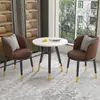 Conjunto de Mesa e Cadeiras de Lazer para Varanda da Moda, Mesa Redonda Simples de Camada Dupla para Recepção e Negociação, Uma Mesa e Duas Cadeiras, Conjunto de Três Peças para Receber Convidados