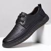 Sandálias Masculinas Verão Novo Sapatos Masculinos de Couro Vazados Respiráveis Sapatos Casuais de Negócios Sola Tbottomon Sapatos de Condução para Pai de Meia-Idade