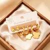 Set de Aretes de Acero Inoxidable, Tres Pares en una Tarjeta, Aretes de Botón de Alta Calidad con Forma de Frijol que se Pueden Usar en la Ducha, No se Desvanecen para Mujeres