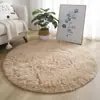 Tapete Redondo de Lã de Seda de Cor Sólida para Quarto, Tapete de Chão Nórdico Simples Antiderrapante, Tapete Pelúcia Cesto Suspenso Doméstico para Sofá de Sala de Estar