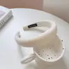 Série marrom leite faixa de cabeça grossa de esponja borda larga grampo de cabelo alto para o topo da cabeça faixa de cabeça macia e pegajosa para lavar o rosto rosto pequeno acessórios de cabelo japoneses e coreanos para mulheres