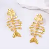 Brincos de Praia Transfronteiriços Elegantes Retrô Liga de Metal Estilo Frio Luxo Leve Brincos de Espinha de Peixe Nicho Versátil Estilo para o Dia a Dia