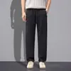 2026 Nuevo Verano Estilo Americano Seda de Hielo Pantalones Casuales para Hombre Ligeramente Curvados Caída Navaja Pierna Recta Pequeña Algodón