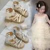 Sandalias Romanas para Niñas con Suelas Suaves, Nuevos Zapatos de Princesa para Niños Mayores, Zapatos de Playa para Niños, Lazo de Perla de Verano 2026