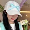 Gorra de béisbol con lazo dulce para la vuelta al cole para mujer 2024 Nueva gorra de visera circunferencia de cabeza grande ala ancha que hace la cara pequeña protección solar