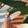 Clip de pico de pato de color ácido acético con diamantes en forma de gota de agua, clip lateral con textura, clip dulce y lindo para flequillo, nuevo de primavera y verano
