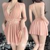 Miaozi Nuevo Vestido de Noche Sexy con Cuello en V Profundo, Diseño Tentador sin Espalda, Perspectiva, Falda de Doble Malla, Sexy Cuello 1026