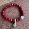 Pulsera Popular Estilo Chino de Arena Púrpura y Dorada para Mujer con Colgante de Loto, Cinabrio de Bajo Contenido, Venta Directa de Fábrica
