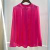 Camisa Xiao Mei Niang para Mulheres, Nova Coleção Primavera/Verão 2023, Gola Alta Estilo Francês, Caimento Solto, Esconde a Barriga, Blusa Elegante de Chiffon com Design Fluido