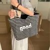 Bolso de Mano Grande de Estilo Coreano Ins Estilo Perezoso con Estampado de Rayas Estrella Letra para Mujer, Artístico y Casual
