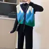 Chaleco de Punto de Diamantes Color Block para Mujer Otoño 2026 Nuevo Estilo Coreano Holgado Perezoso Versátil Chaleco Exterior Adelgazante