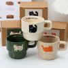 Taza apilada de dibujos animados diseño original copyright gatito lindo taza de café taza mano regalo novias taza de té